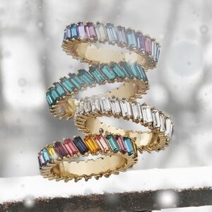 Farah Jewelry Gold Baguette-Cut Crystal Rings
